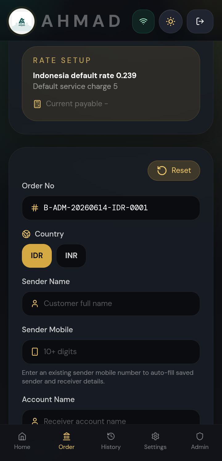 AHMD report export screen